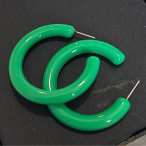 60s Vintage Acrylic Green Hoop Earrings